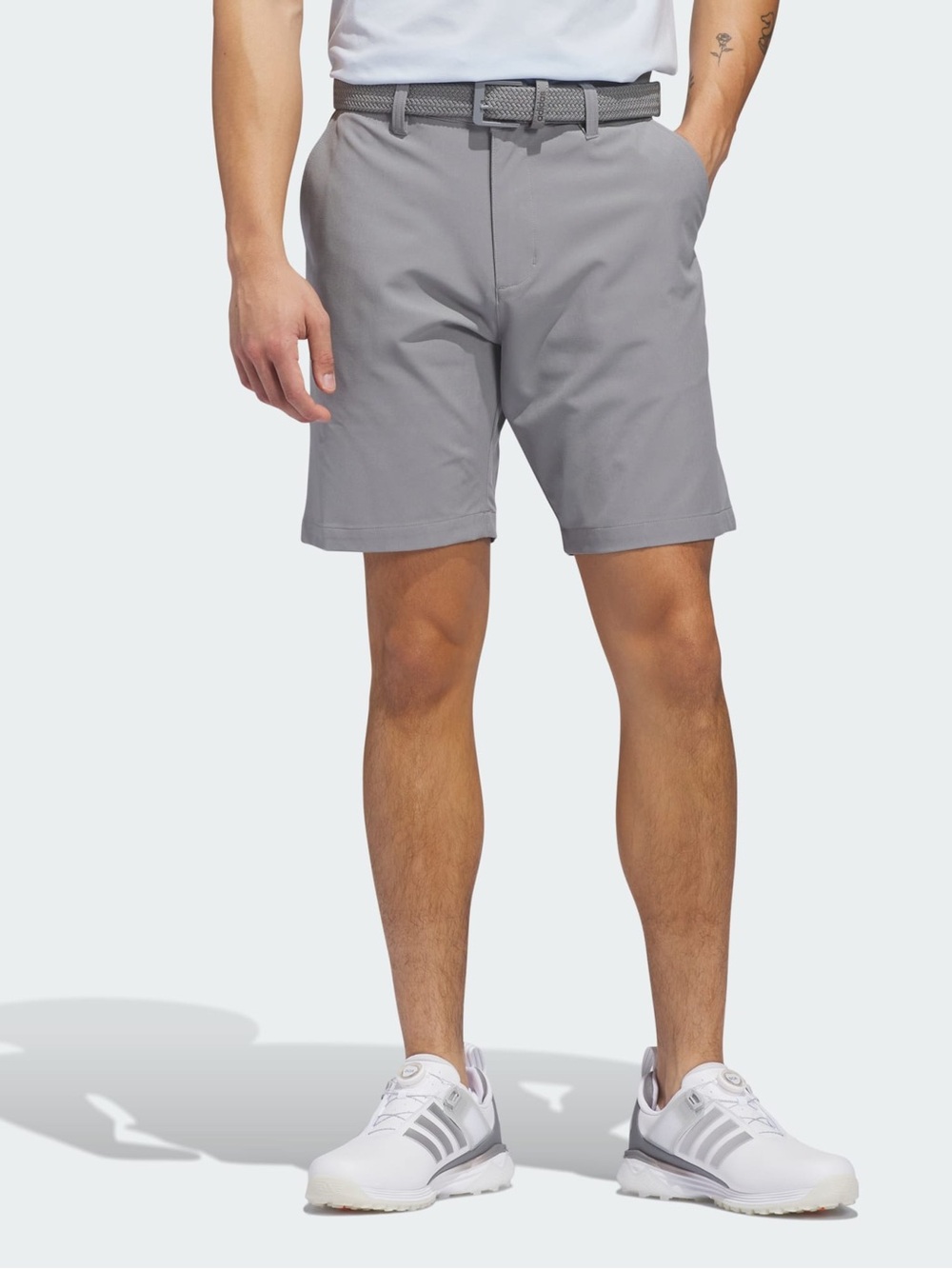 adidas Gray Flat-Front Performance Golf Shorts